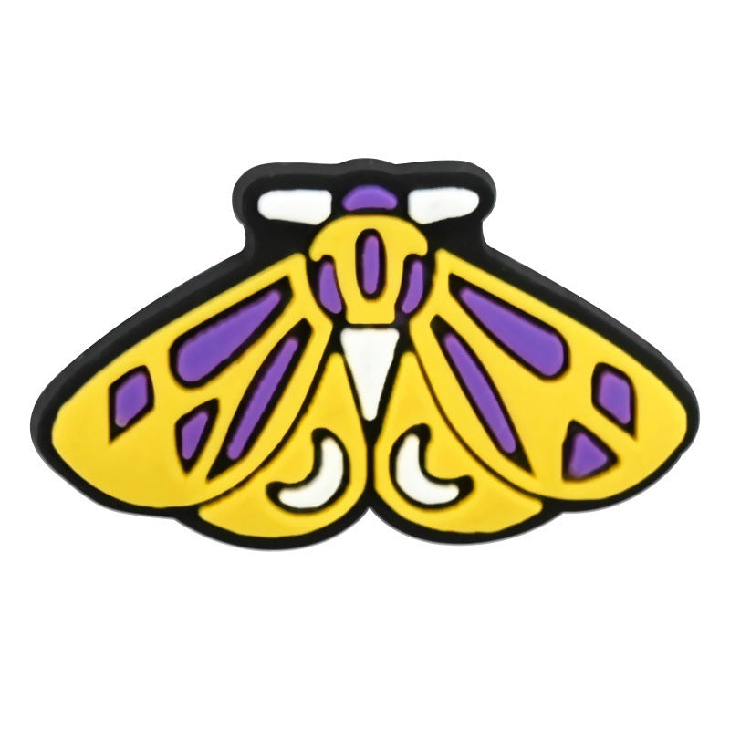 Wholesale   Random 100pcs Colorfulful Moth Series PVC Soft Rubber Shoe Buckle Decoration