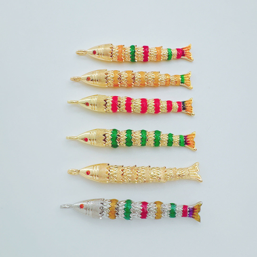 Wholesale Electroplated Copper Colorful Koi Fish Necklace Ocean Series Jewelry Accessory