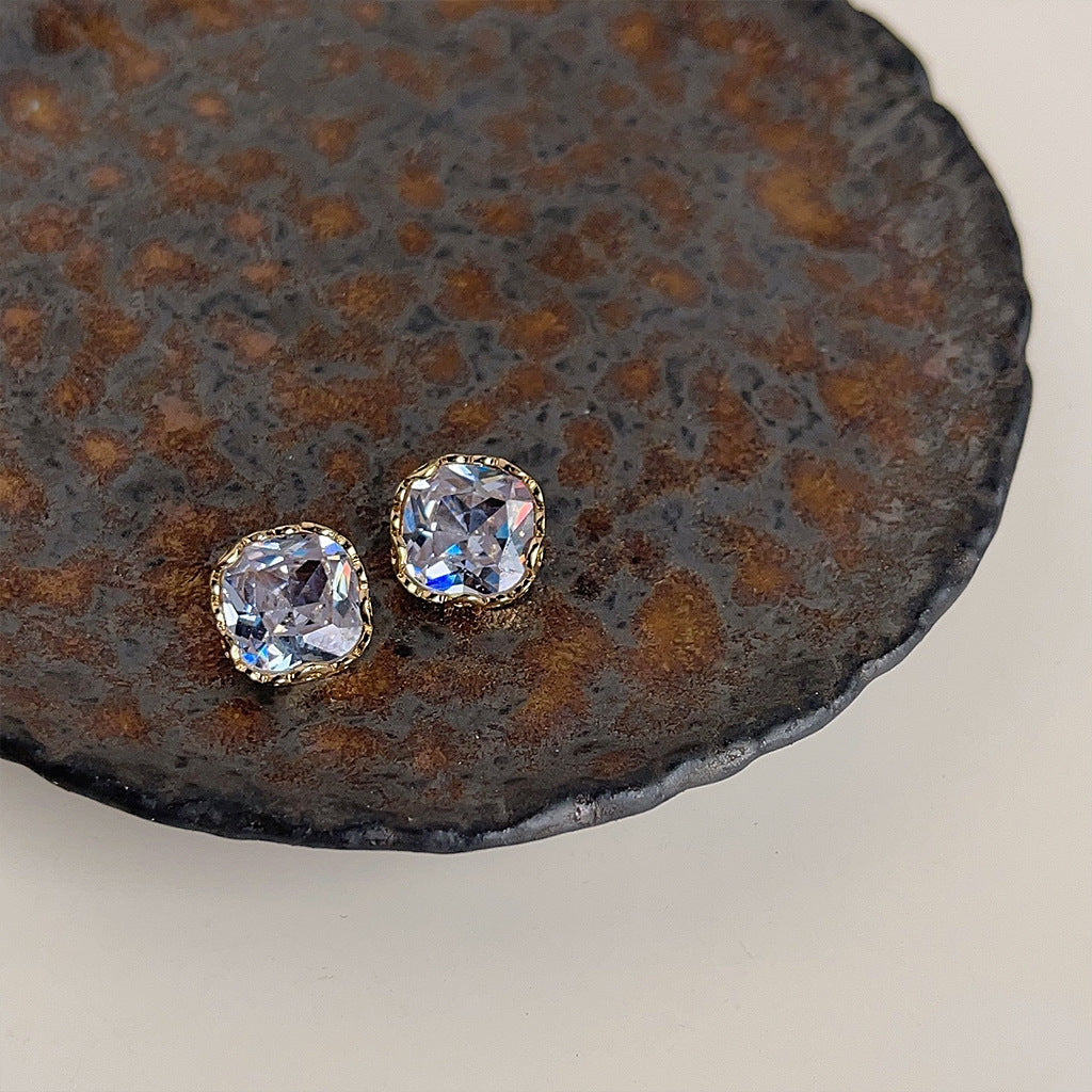 Wholesale Sugar Cube Zircon Earrings