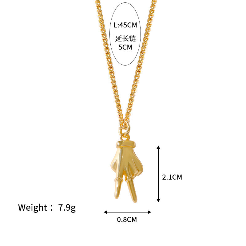 Wholesale Stainless steel gesture LOVE copper plated 18k micro set zircon clavicle chain