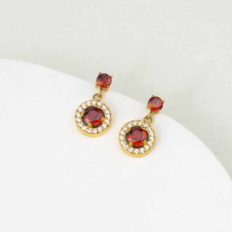 Wholesale Titanium steel heart-shaped earrings inlaid with rhinestones