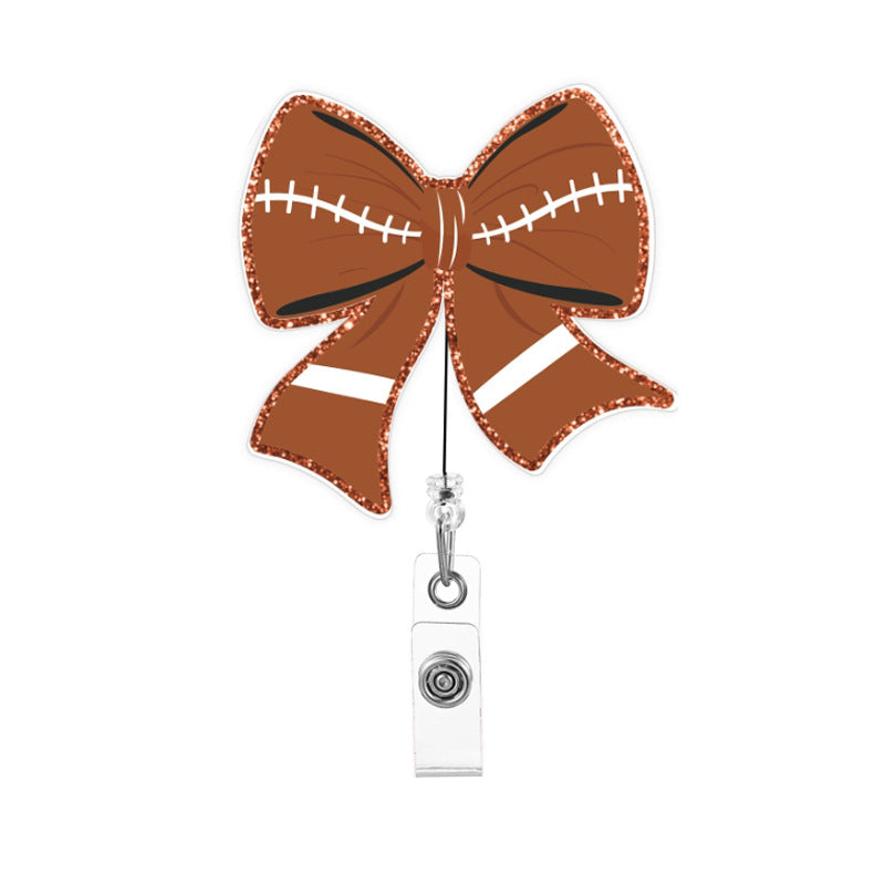 Wholesale acrylic bow rugby Badge Reels