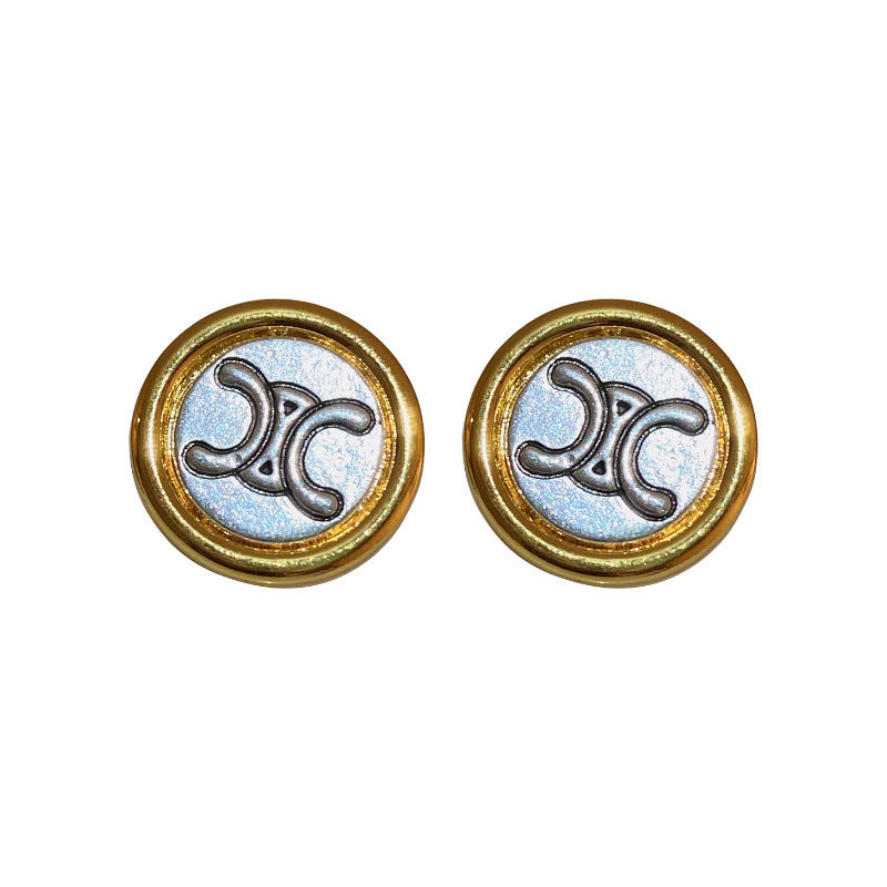 Wholesale Real gold plating silver needle zircon diamond pearl letter earrings