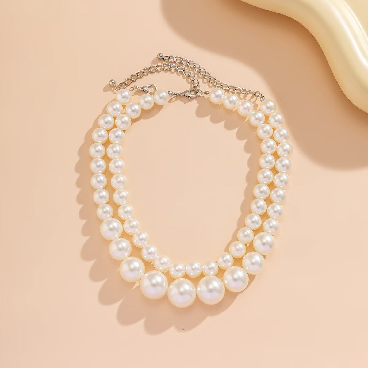 Wholesale pearl beaded elegant double layer necklace set