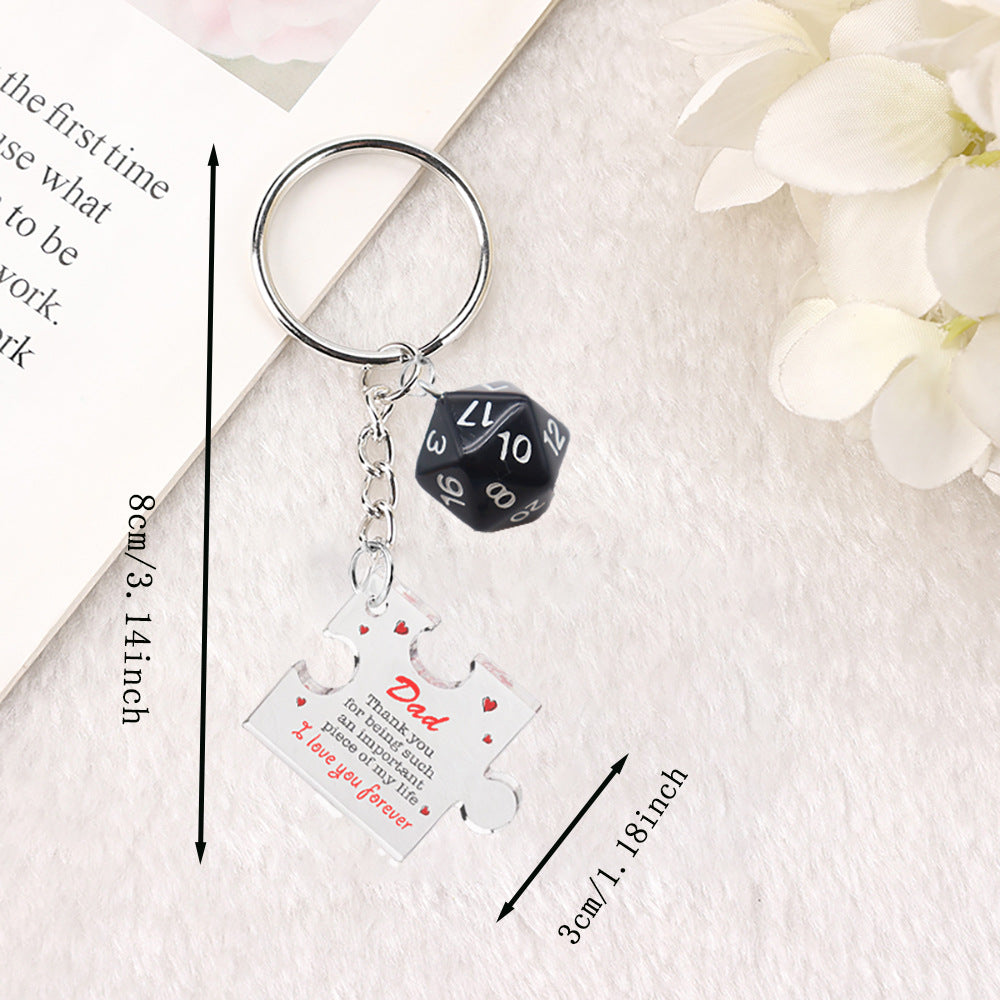 Wholesale Mother's Day Father's Day Bear Multi-Sided Dice Acrylic Keychain ACC-KC-YuChan002