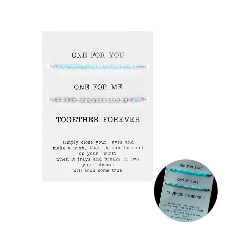 Wholesale  colorful luminous rice beads couple beaded bracelet