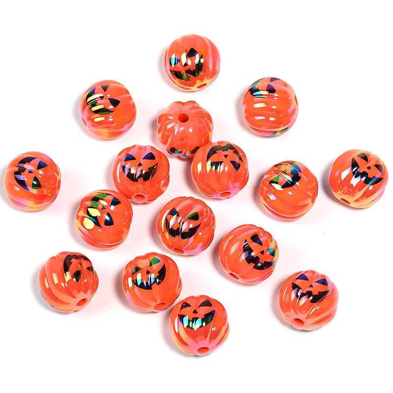 Wholesale 100pcs Halloween Demon Pumpkin Beads UV Color Plated Acrylic Beads DIY Accessories ACC-BDS-BLG058