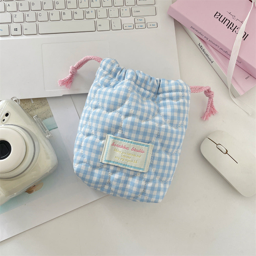 Wholesale Stylish Quilted Pink Heart Camera Pouch Soft Padded Storage Bag For CCD Polaroid Travel