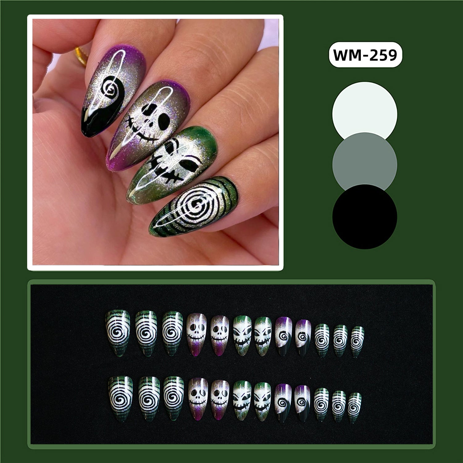 Wholesale 24 Pieces/ box  Funny Skull Nails Kits Nail Stickers