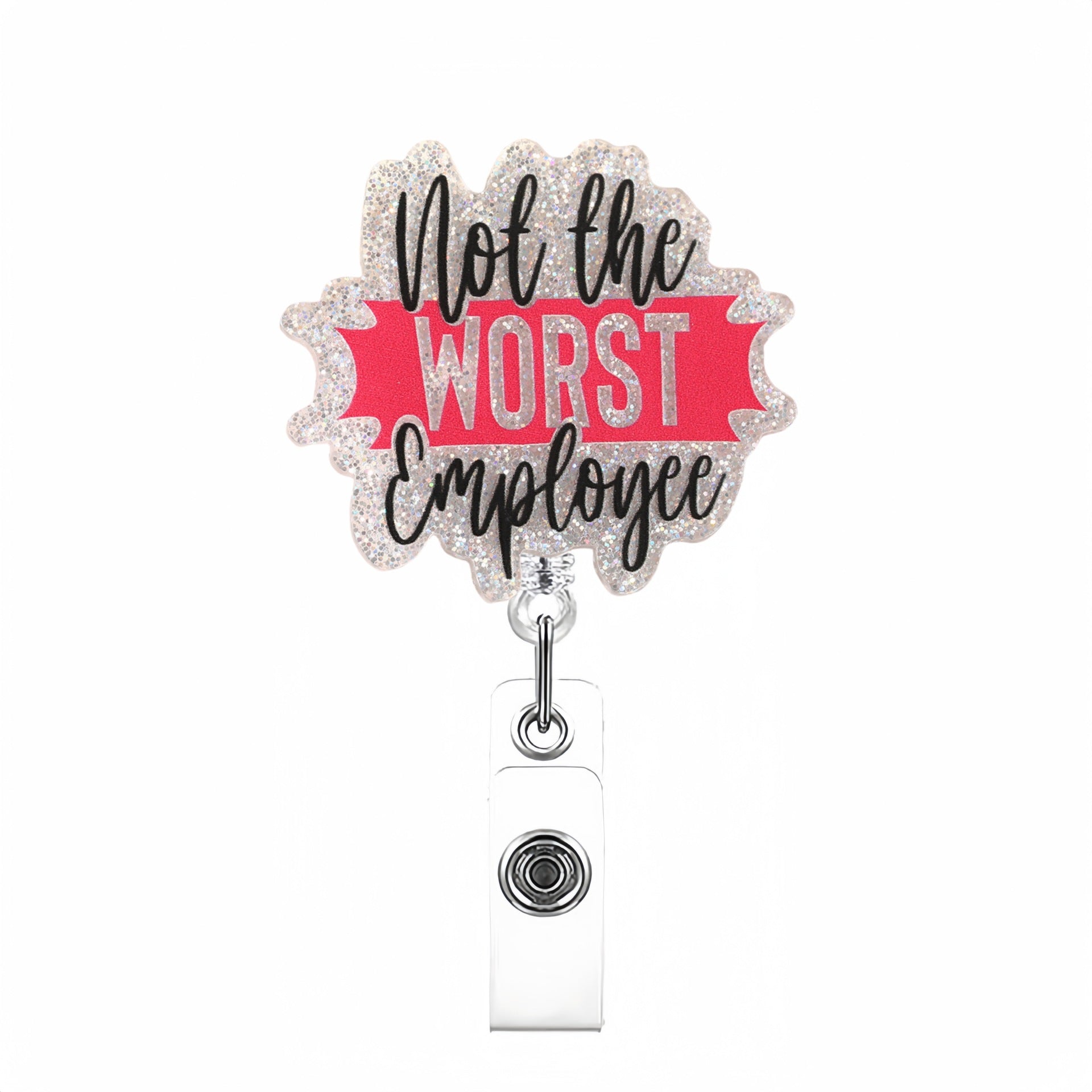 Wholesale Fun Glitter Acrylic Retractable Clip Badge Keychain