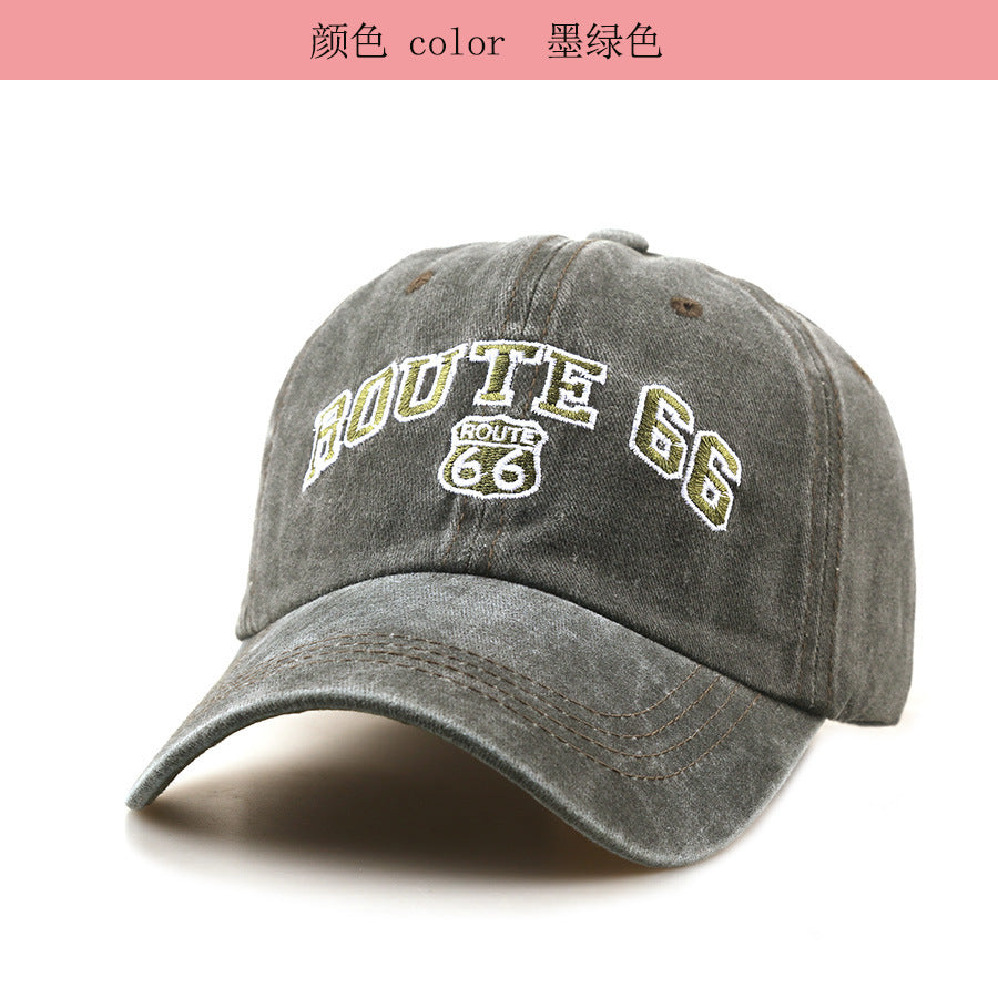Wholesale Stylish Black Baseball Cap with Route 66 Letter Embroidery,  Outdoor Sun Protection Hat for Sports,  All-Season Casual,  Boutique Resale