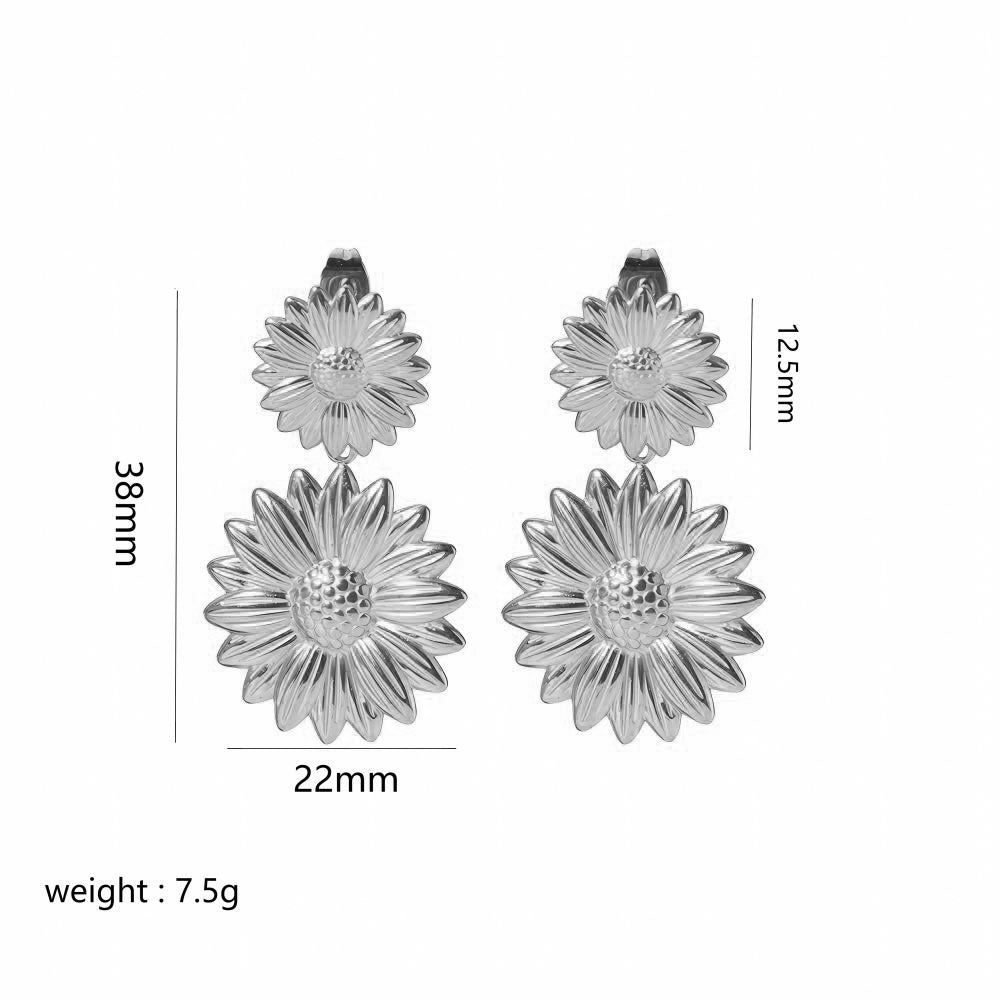 Wholesale Exaggerated Butterfly Sunflower Earrings 18K Gold Stainless Steel Earrings Statemente Earrings ACC-ES-LiQuan002