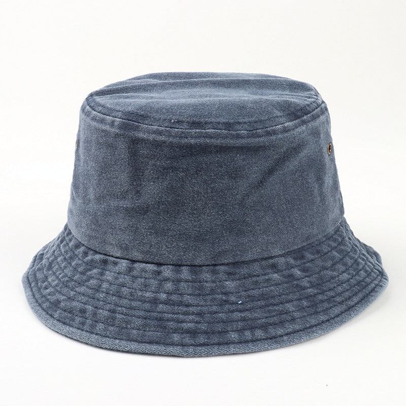 Wholesale Washed Light Basin Hat Cotton Solid Color Retro Bucket Hat ACC-HT-LueLan008