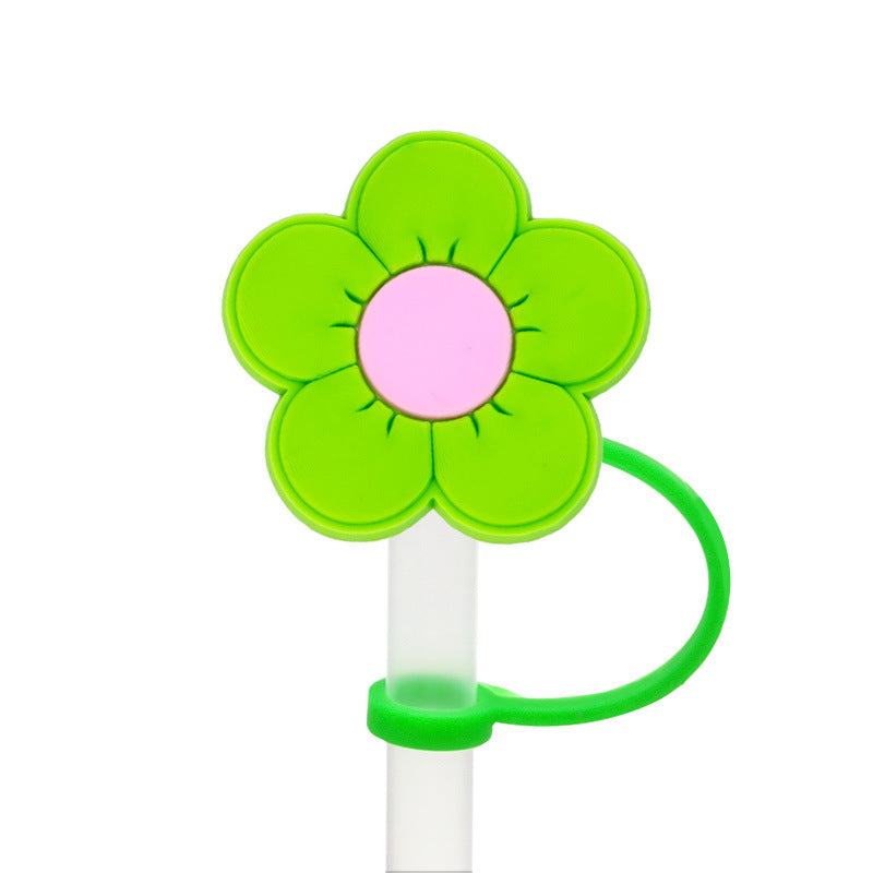 Wholesale 10PCS Plant Flowers Silicone Straw Tube Cap Straw Sleeves Straw Decorations