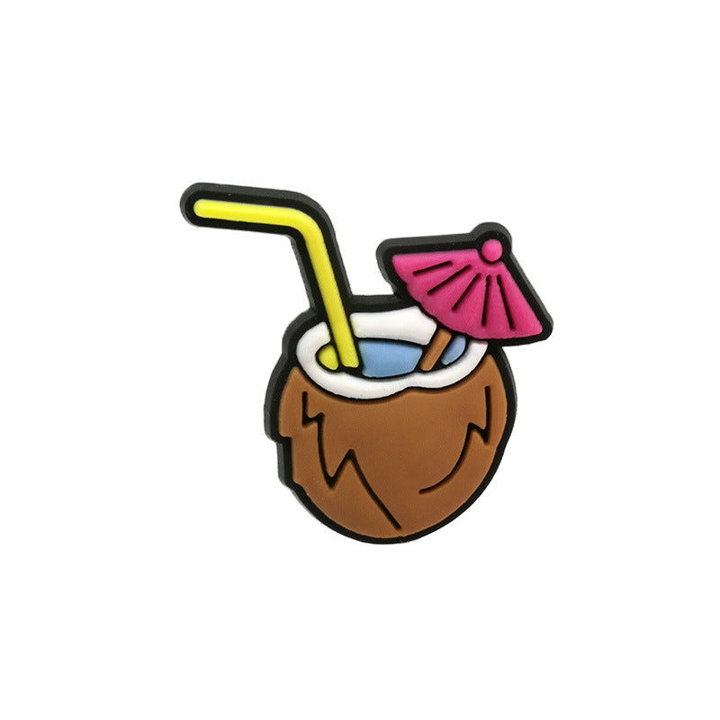 Wholesale PVC Shoe Flower Buckle Charms Cool Drink Design For Kids Sandals Cute Summer Casual Decorative Accent