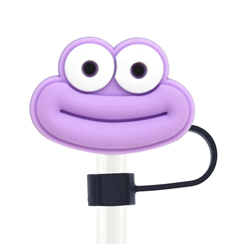 Wholesale Random 100pcs Cartoon 10mm PVC Soft Straw Tube Cap ACC-SCR-RYY093