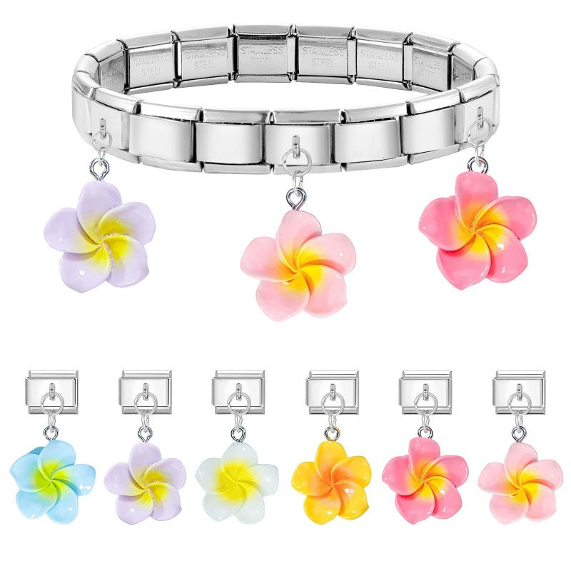 Wholesale 9mm Italian Charm Starter Bracelets DIY flower Single Section Creative Stainless Steel Composable Bracelet