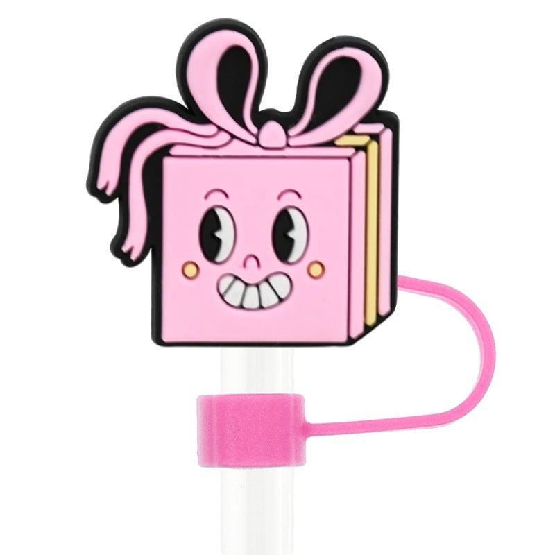 Wholesale Random 100pcs Valentine's Day Love 10mm PVC Soft Straw Tube Cap ACC-SCR-RYY122