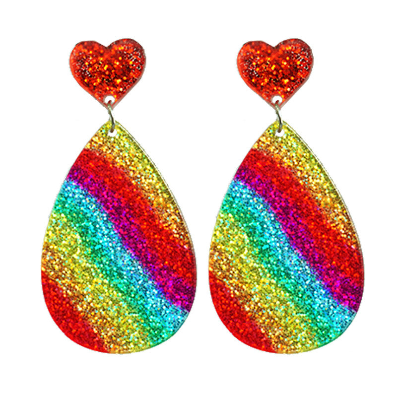 Wholesale 2 Pairs/pack Rainbow Flag LGBT Sparkling Bright Love Color Tassel Acrylic Earrings ACC-ES-HY038