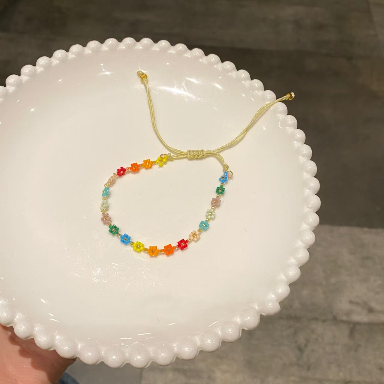Wholesale Chic Rainbow Color Handmade Glass Beaded Bracelet For Women Fashion Jewelry Accessory Anniversary Gift And Resale