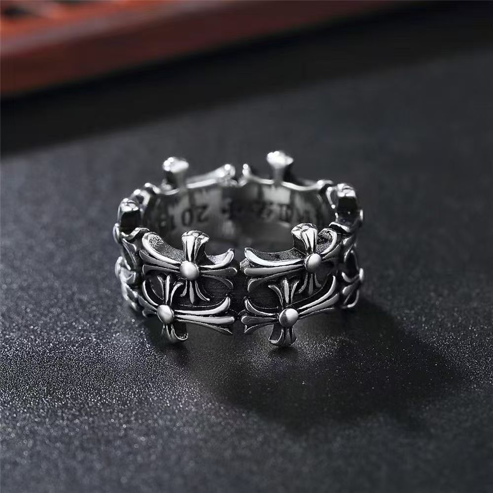 Wholesale Vintage Crow Heart Cross Ring,  Double Layer,  Alloy,  Unisex Jewelry Accessory