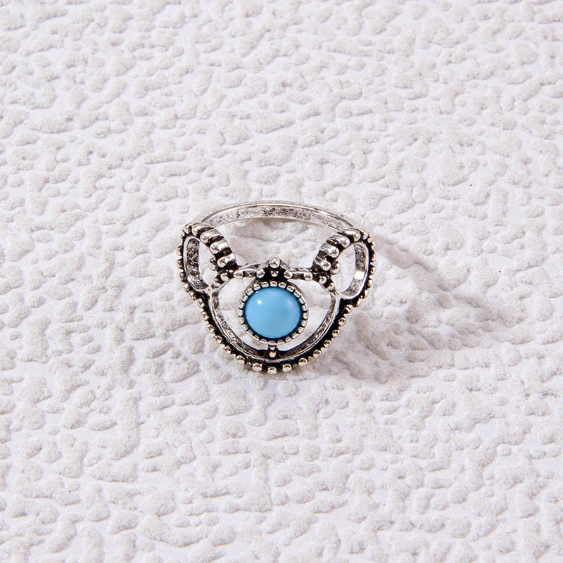Wholesale Vintage Turquoise Ring Ethnic Style Oval Cross Geometric Ring ACC-RS-YongGe004