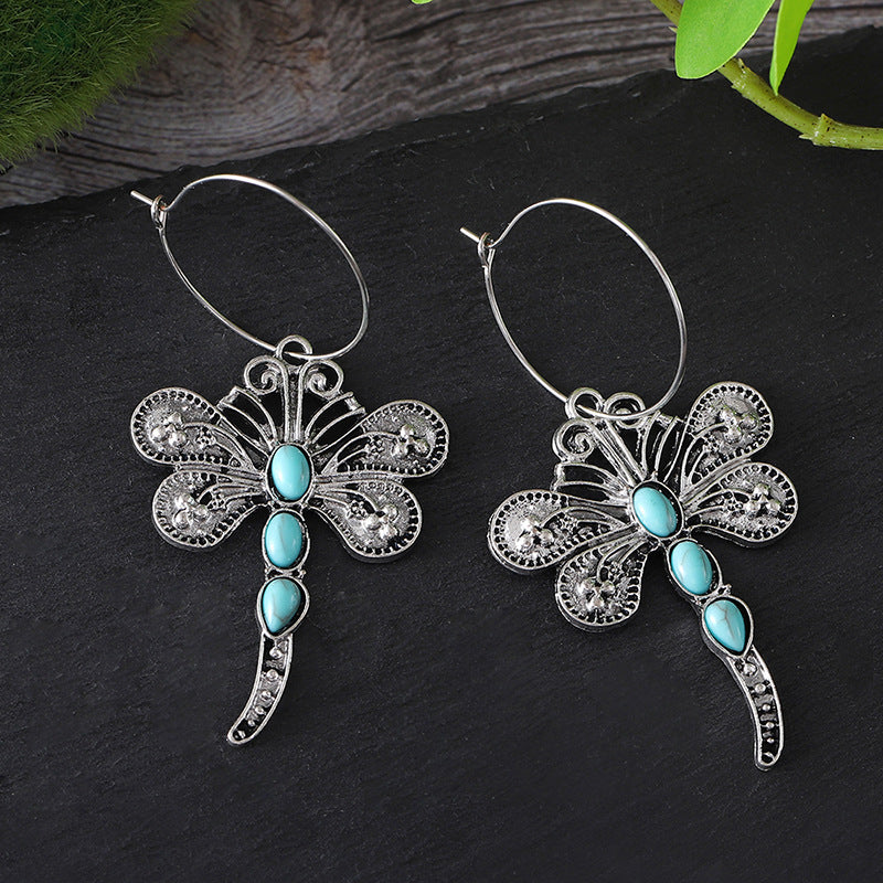 Wholesale Retro Turquoise Dragonfly Pendant Necklace Fashion Jewelry Accessory