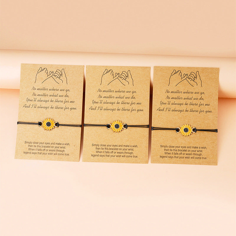 Wholesale  Alloy Sunflower  Woven Card Bracelet