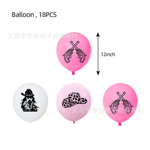 Wholesale Western pink cowboy cap theme party tableware supplies banner pull flag decoration supplies