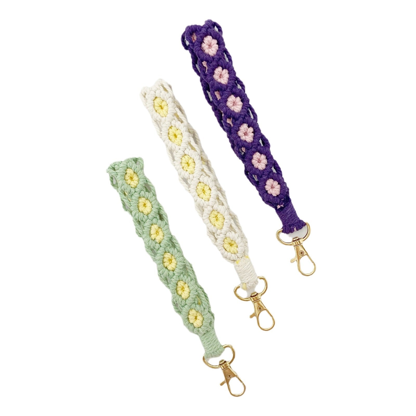 Wholesale Flower Rose Hand-woven Keychains Lanyard Keychain ACC-KC-Huaien003