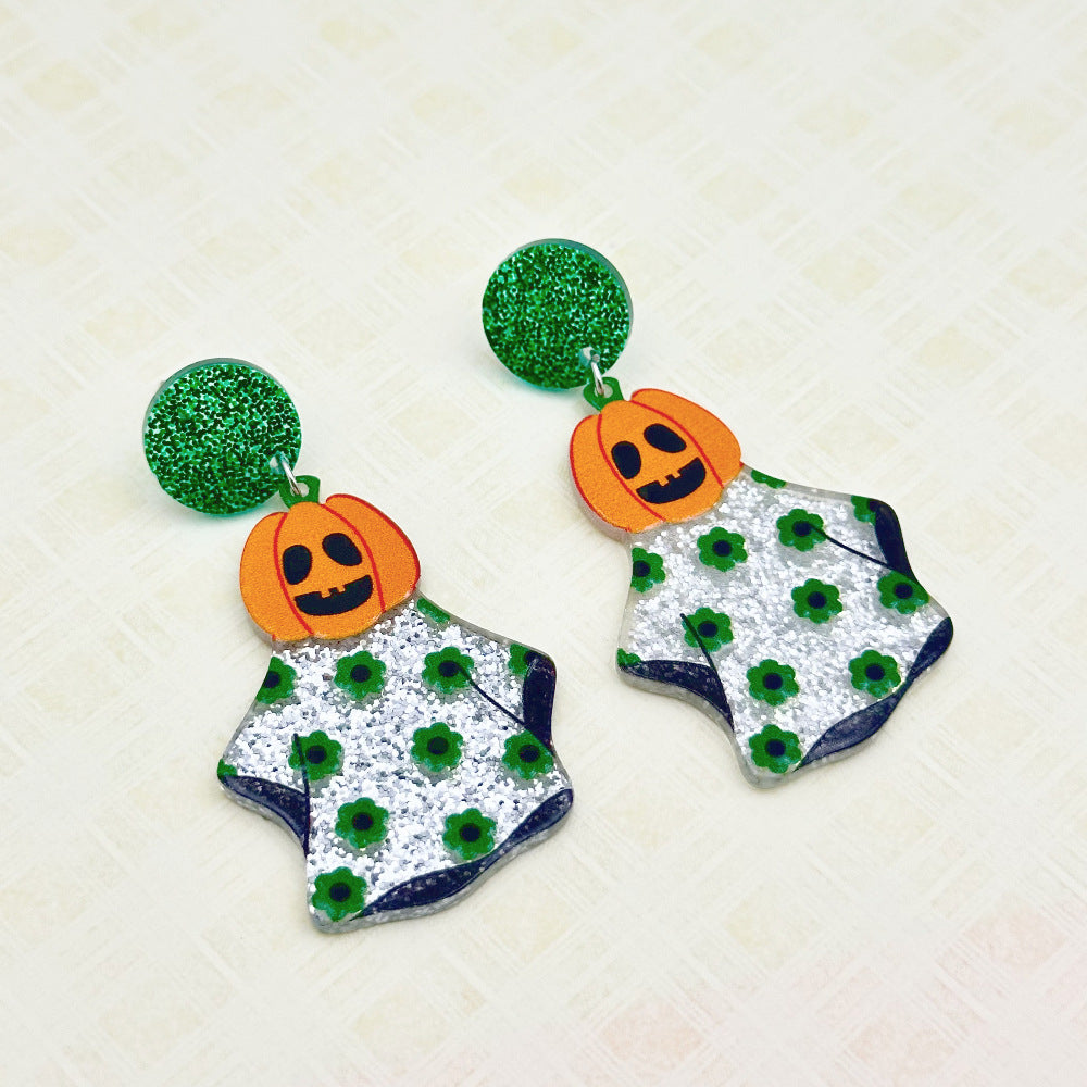 Wholesale Halloween Skull Ghost Acrylic Earrings ACC-ES-Weiw004