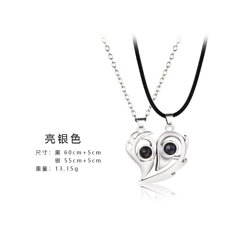 Wholesale 2pcs Sun and Moon Magnetic Projection Necklace Alloy Chain Clavicle Chain Choker Necklace ACC-NE-JiuS014