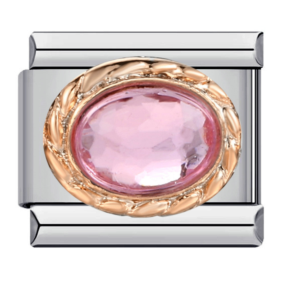 Wholesale  Italian Charm Bracelet 9mm DIY Oval Micro-Inlaid Colored Stone Creative Stainless Steel Composable Bracelet