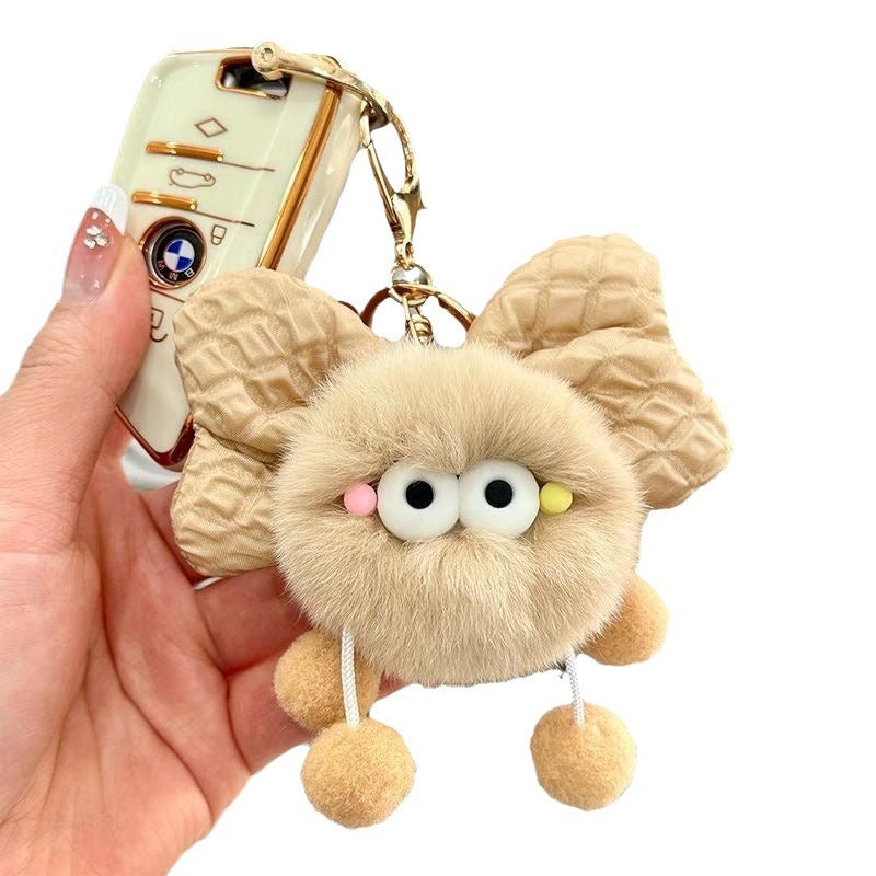 Wholesale rex rabbit fur bowknot fur ball keychain