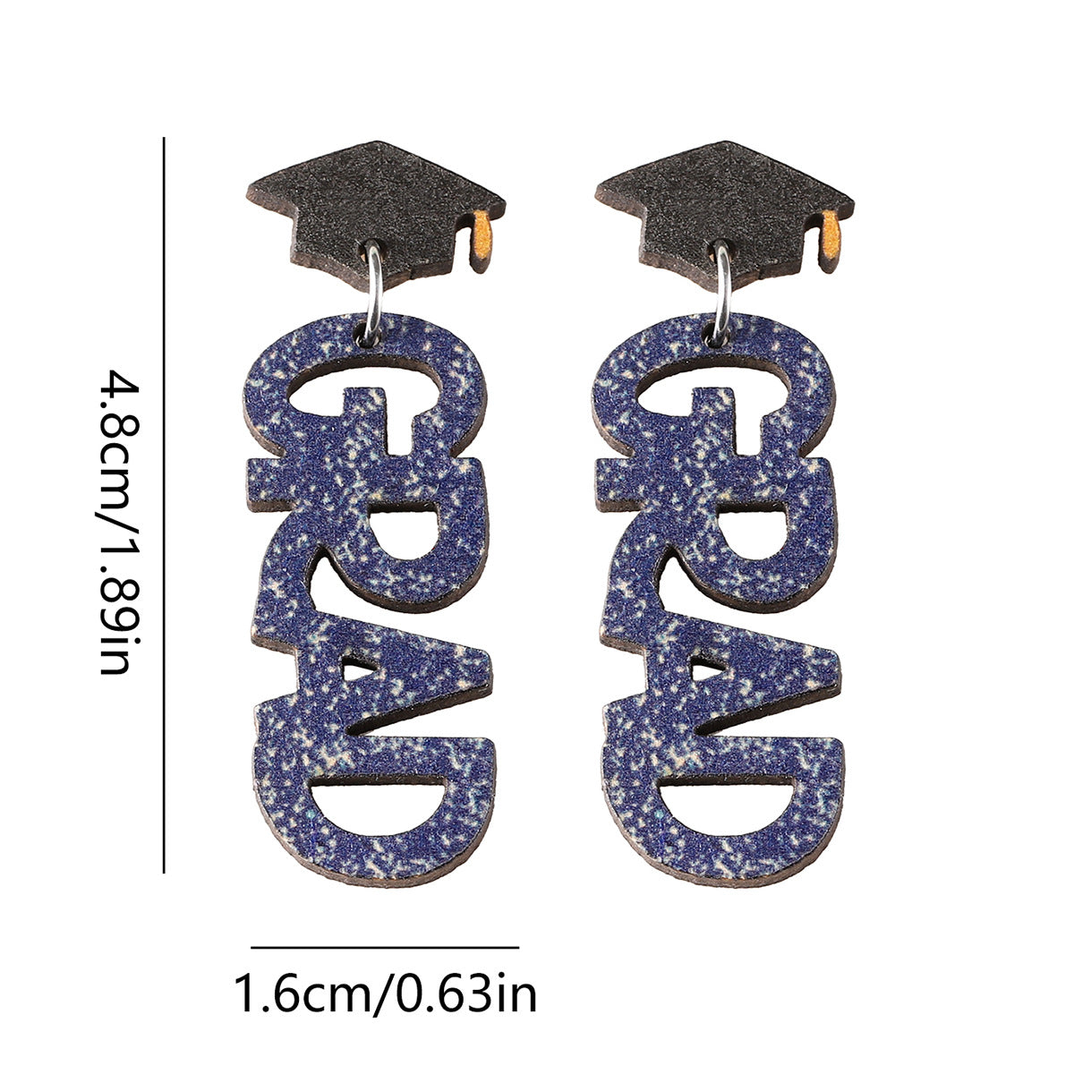 Wholesale Graduation Season Doctor Hat Stitching Pendant Earrings