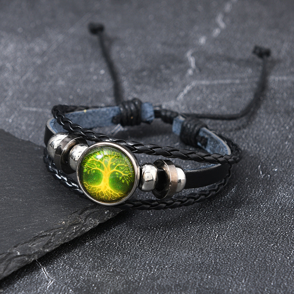 Wholesale 10pcs Sun and Moon  Luminous Pattern Adjustable Leather Retro Bracelet