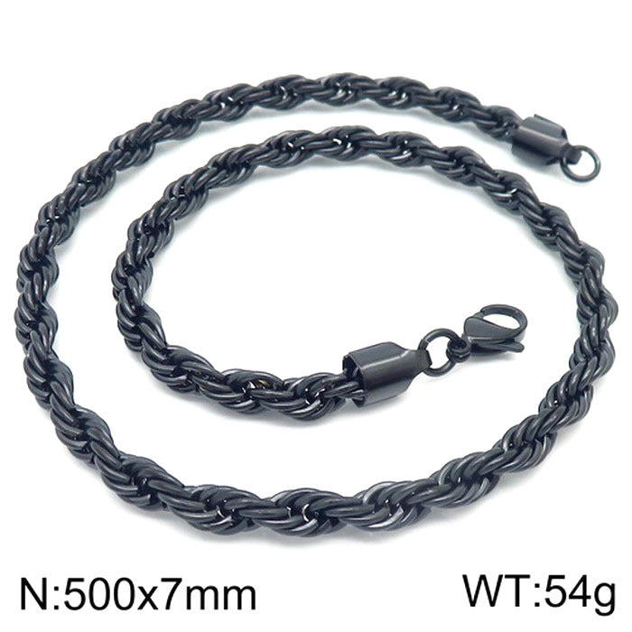 Wholesale Black Twist Chain with Chain Button Rope Chain Titanium Steel Necklace ACC-NE-KaLun002