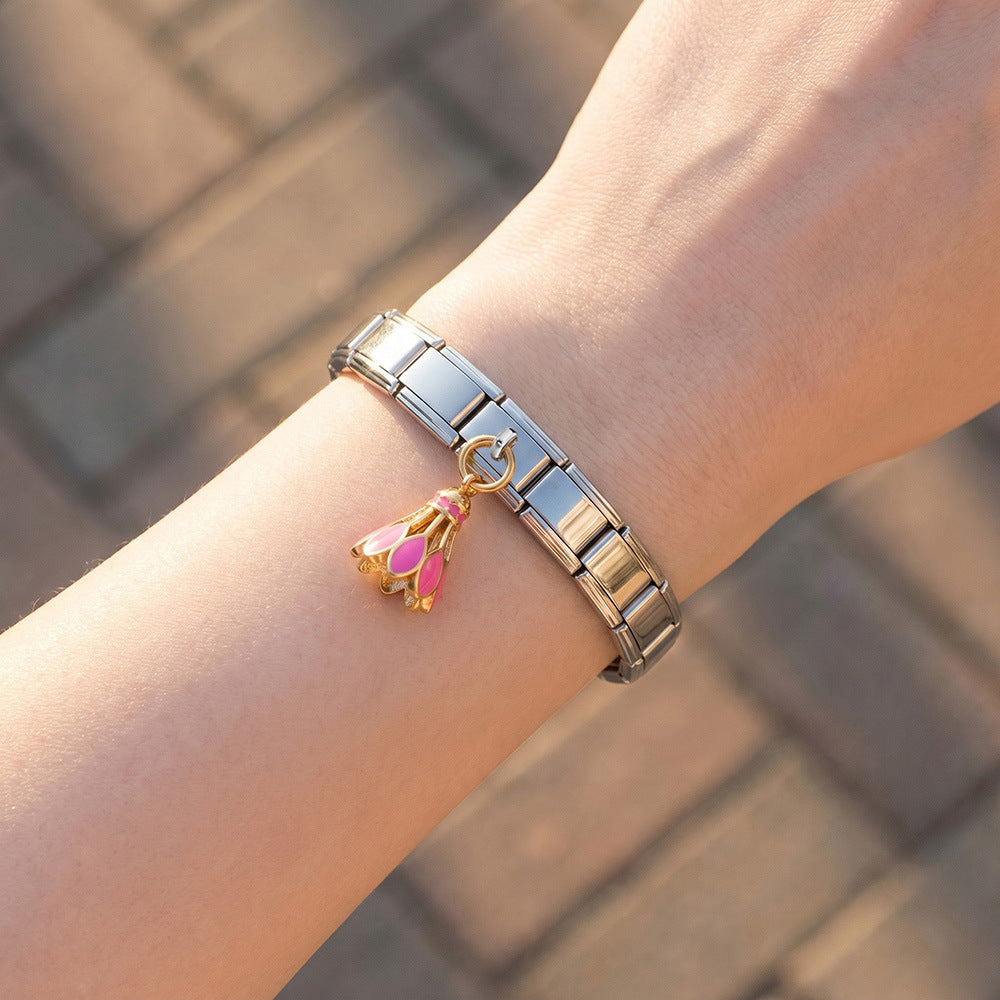 Wholesale Stainless Steel Sports Themed DIY Bracelet with Italian Module Design - Fashion Jewelry Accessory for Everyday Wear