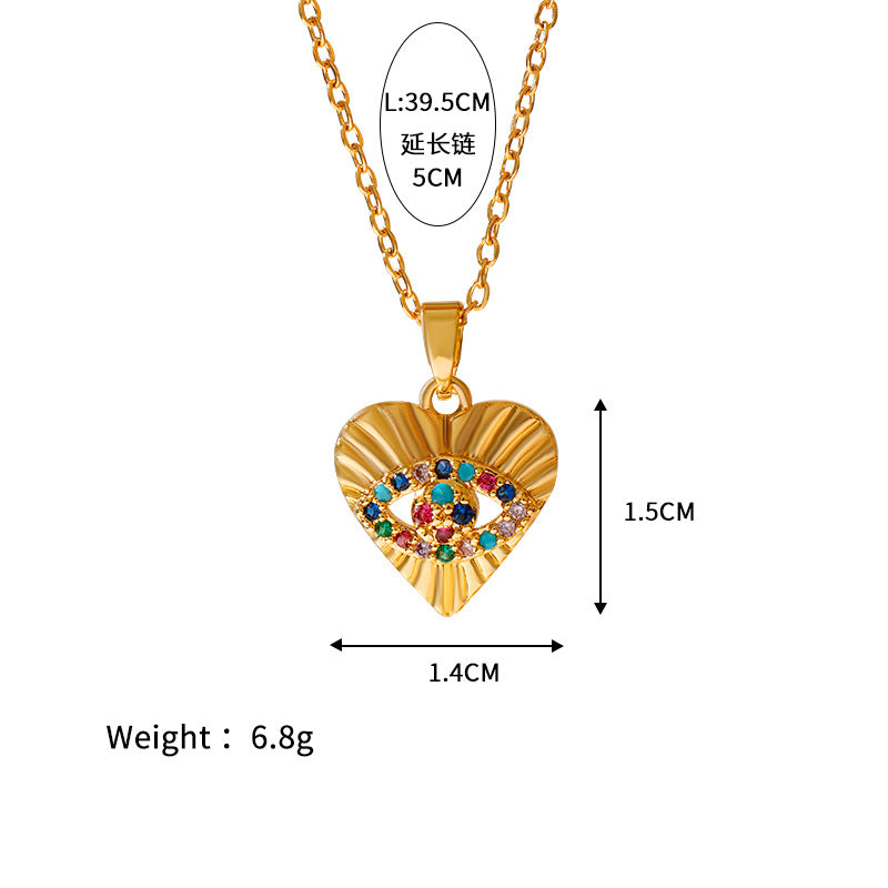 Wholesale  Stainless Steel  Devil's Eye Accessories Small Mushroom Bow Micro-inlaid Color Necklaces