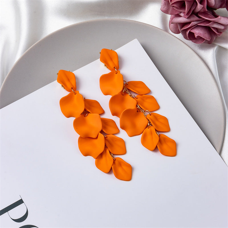 Wholesale Petal Leaf Tassel Earrings