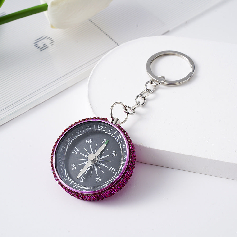 Wholesale Rhinestone Outdoor Mini Aluminum Alloy Compass Keychain Keychains Accessories ACC-KC-ZhiYa011