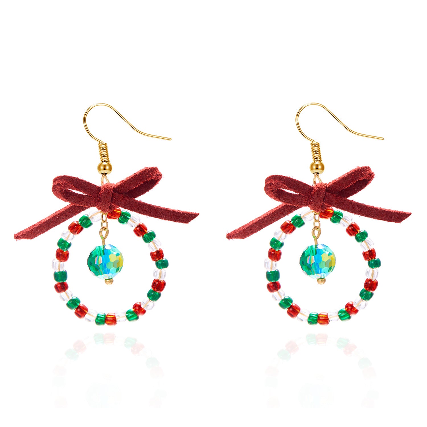 Wholesale Christmas Xmas Bow Wreath Earrings ACC-ES-YingHao005