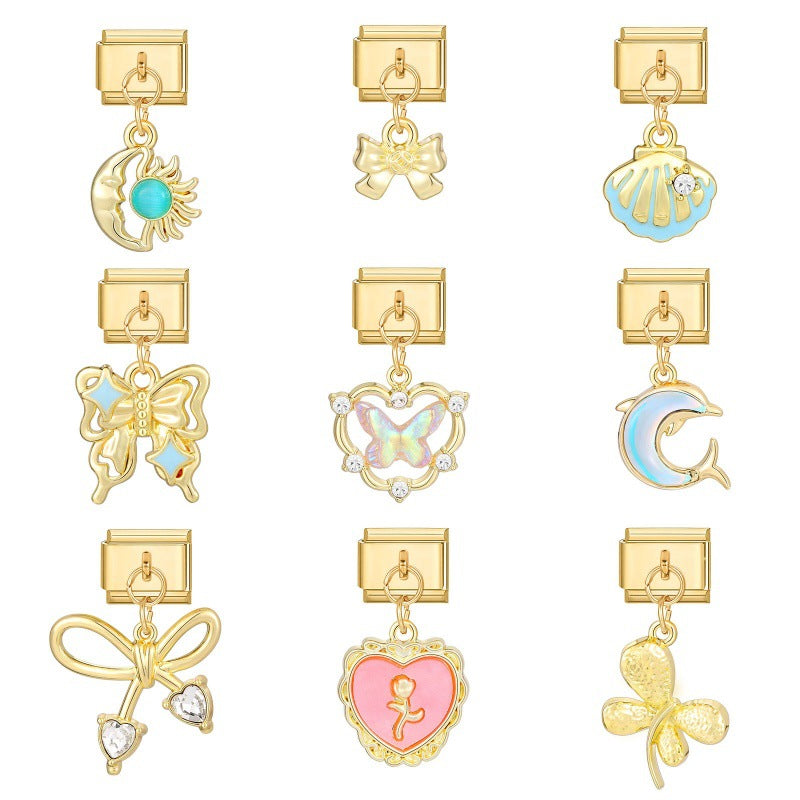 Wholesale 9mm Italian Charm Starter Bracelets DIY square Single Section Creative Stainless Steel Composable Bracelet