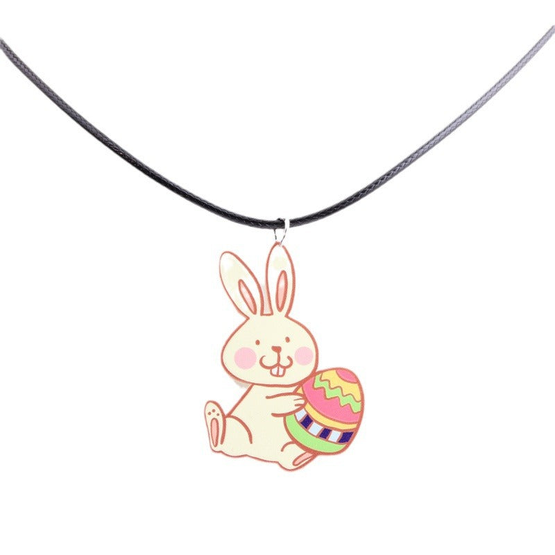 Wholesale Easter Bunny Egg Acrylic Pendant Necklace ACC-NE-DA002