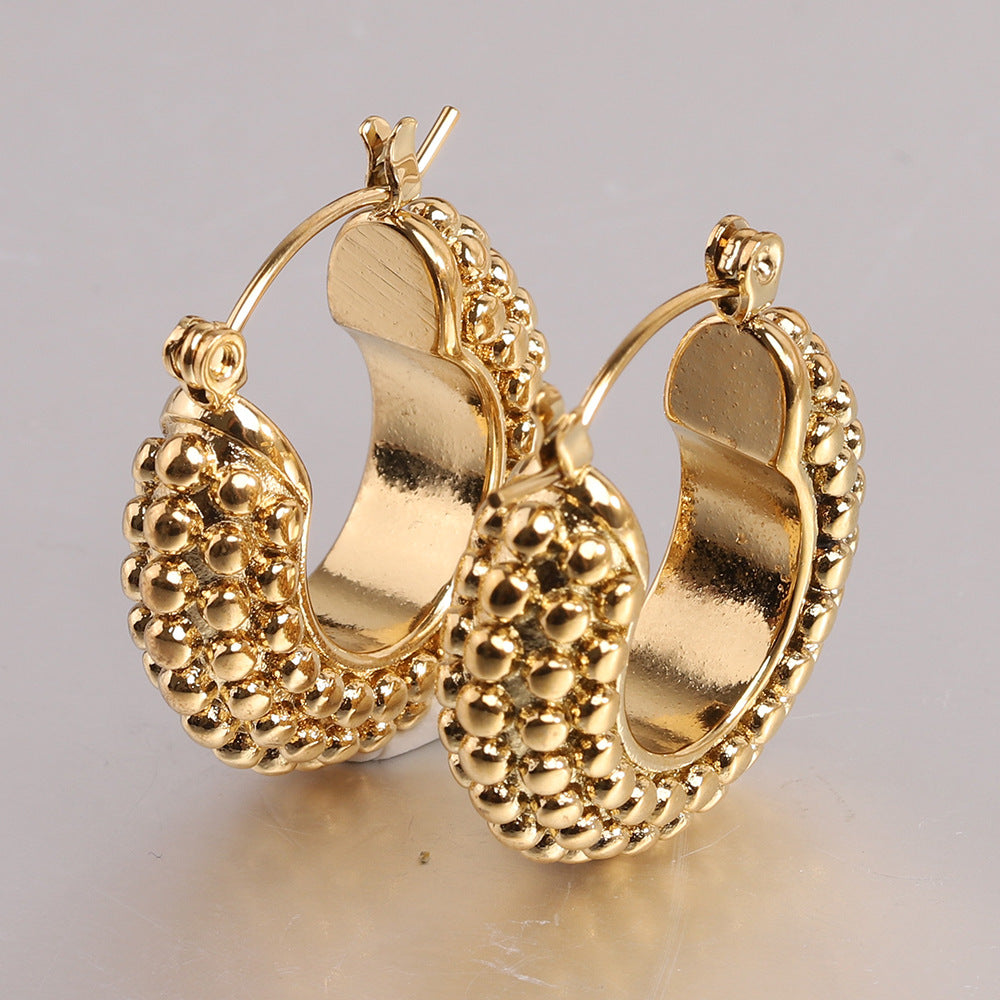 Wholesale Vintage Minimalist Pastry Bitter Gourd Shaped Titanium Steel Earrings