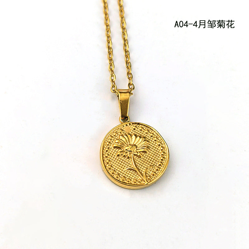 Wholesale Vintage 18K Stainless Steel December Flowers Pendant Necklaces ACC-NE-GuDi007