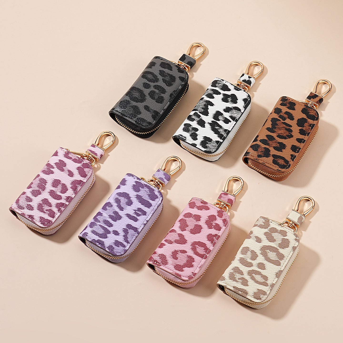Wholesale PU Leather Leopard Print Car Key Holder Wallet Stylish Everyday Fashion Accessory Unisex Gift For Car Owners