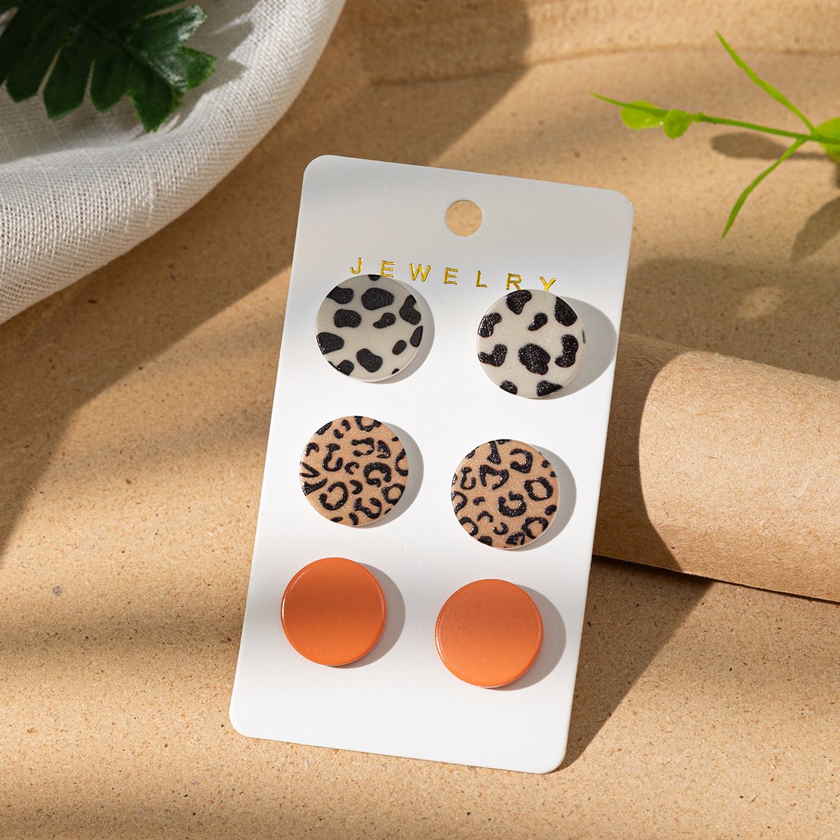 Wholesale Leopard Print Acrylic Heart Earrings