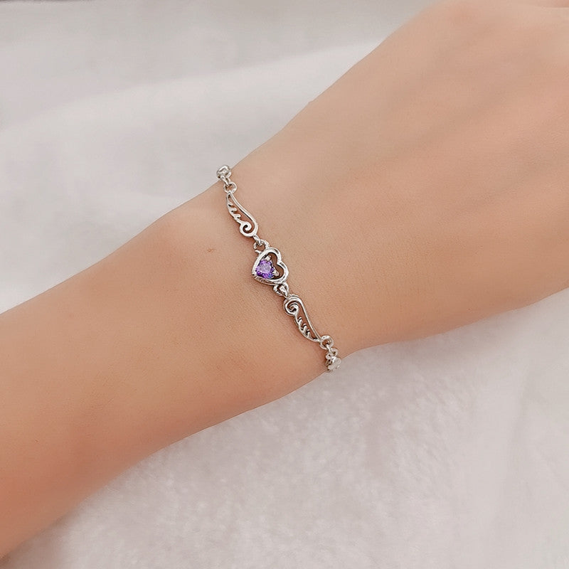 Wholesale Platinum-Plated Angel Wings Heart Bracelet Korean Style Jewelry Accessory for Women Gift