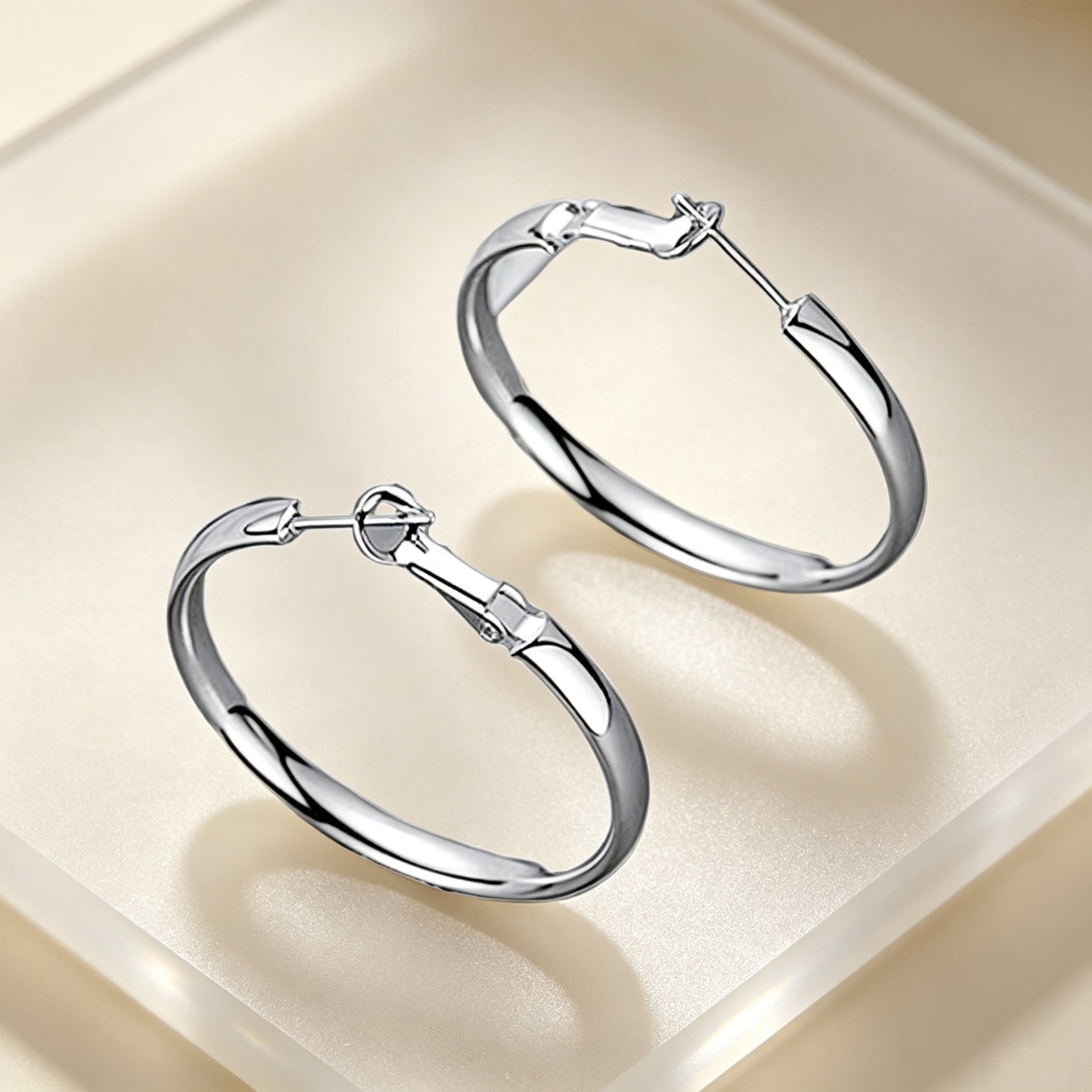 Wholesale Geometric Stainless Steel Circle Hoop Earrings Polished Silver Fashion Jewelry Accessory Party Gift